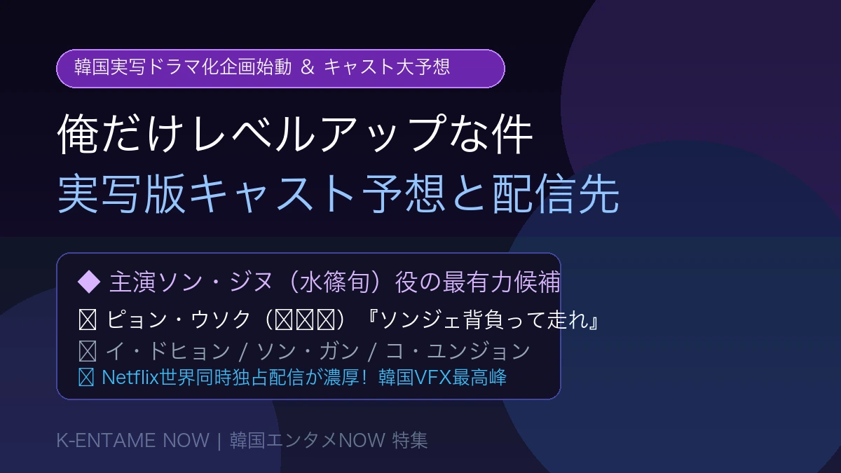 俺だけレベルアップな件実写ドラマ化のキャスト予想と配信日